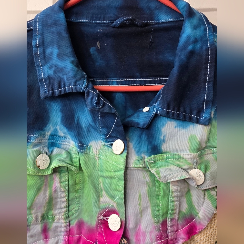 Upcycled Colorful Patchwork Denim Jacket - image 4
